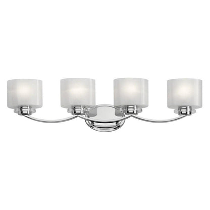 4 Light Bath Vanity Approved For Damp Locations With Soft Contemporary Inspirations 32.75 Inches Wide Kichler Lighting 45864Ch