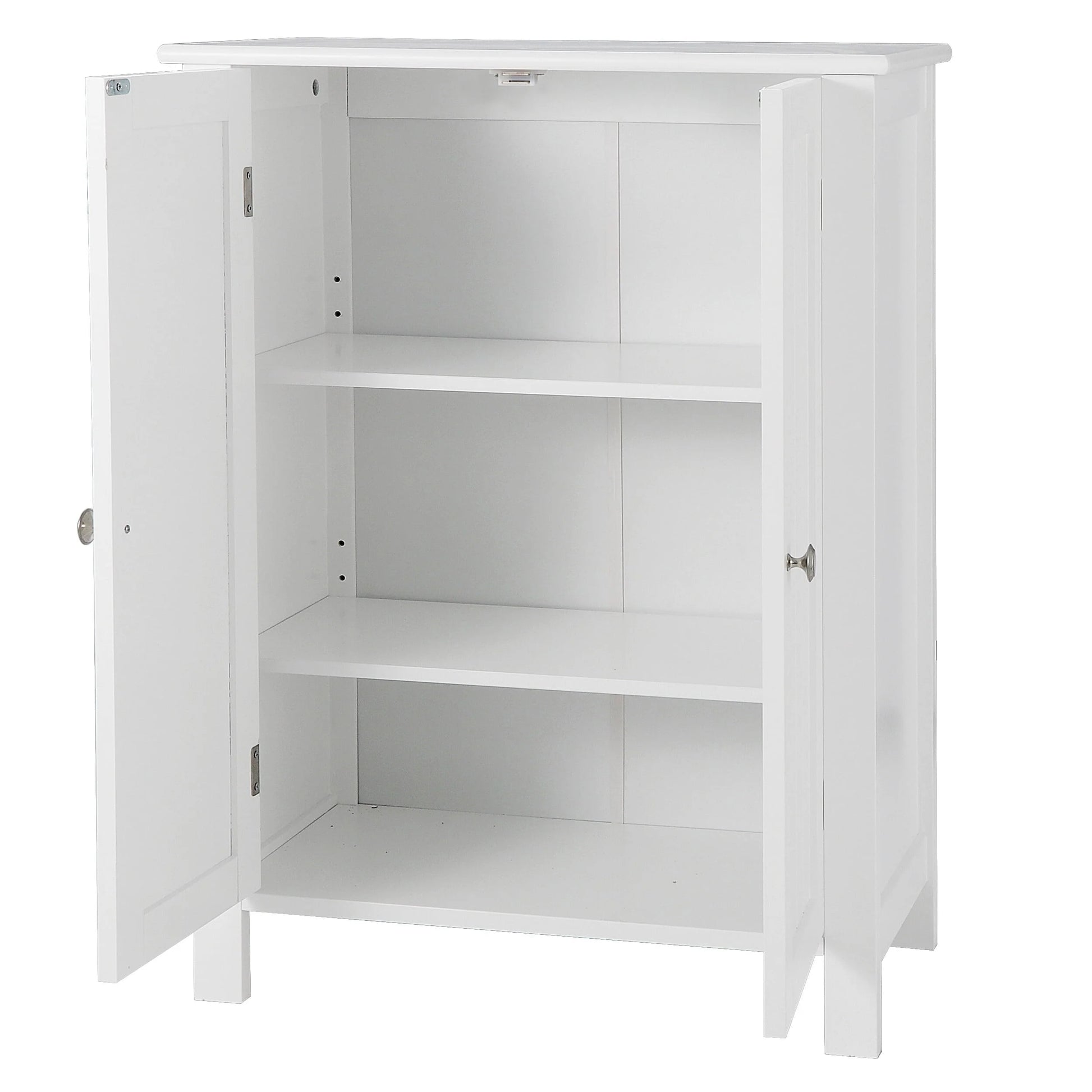 HomGarden 2-Door Bathroom Floor Storage Cabinet Side Cupboard W/Adjustable Shelves, 11.8'' W, White