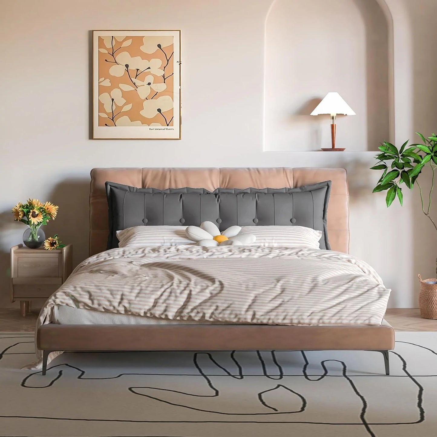 Daneey Large Headboard Pillow Full Pillow Headboard Soft Daybed Pillows Bolster Pillow for Bed & Couch Long Pillow for Bed Decorative, Removable Ivory Cover