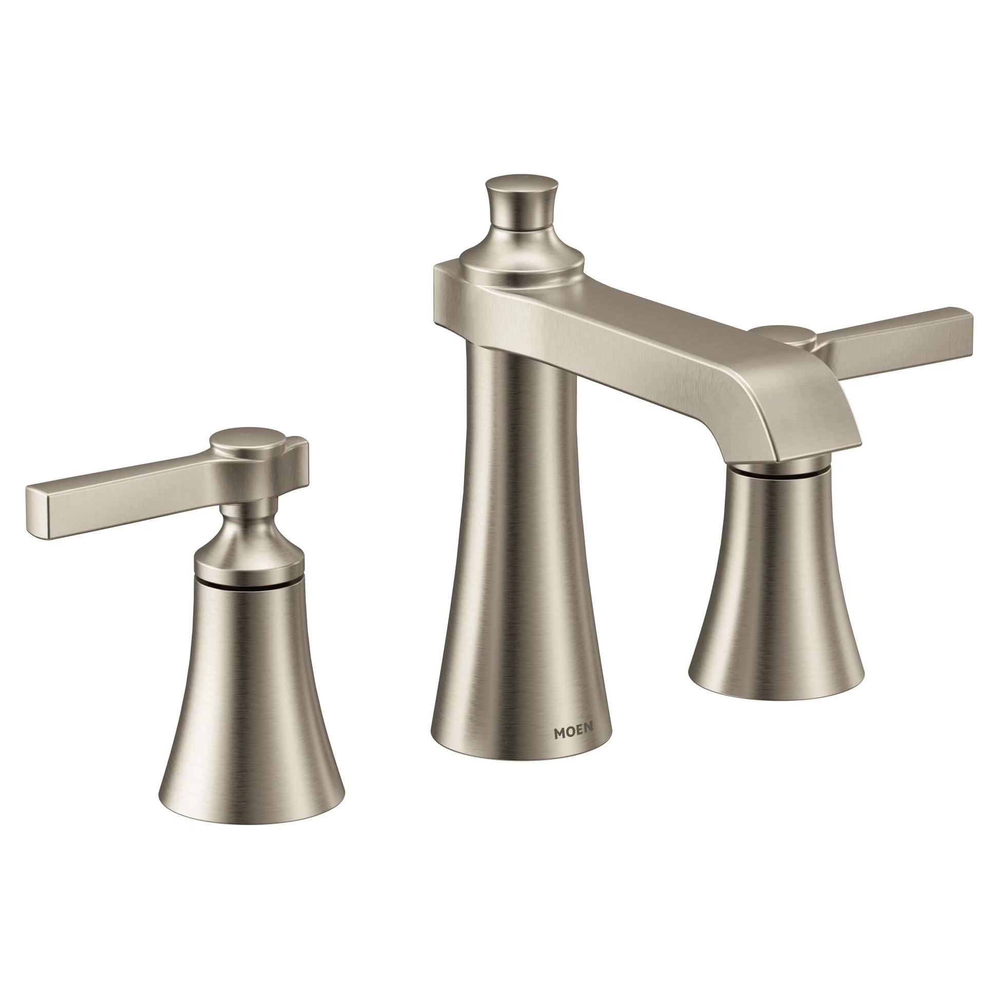MOEN Flara 8 in. Widespread 2-Handle Bathroom Faucet Trim Kit with Drain Assembly in Polished Nickel