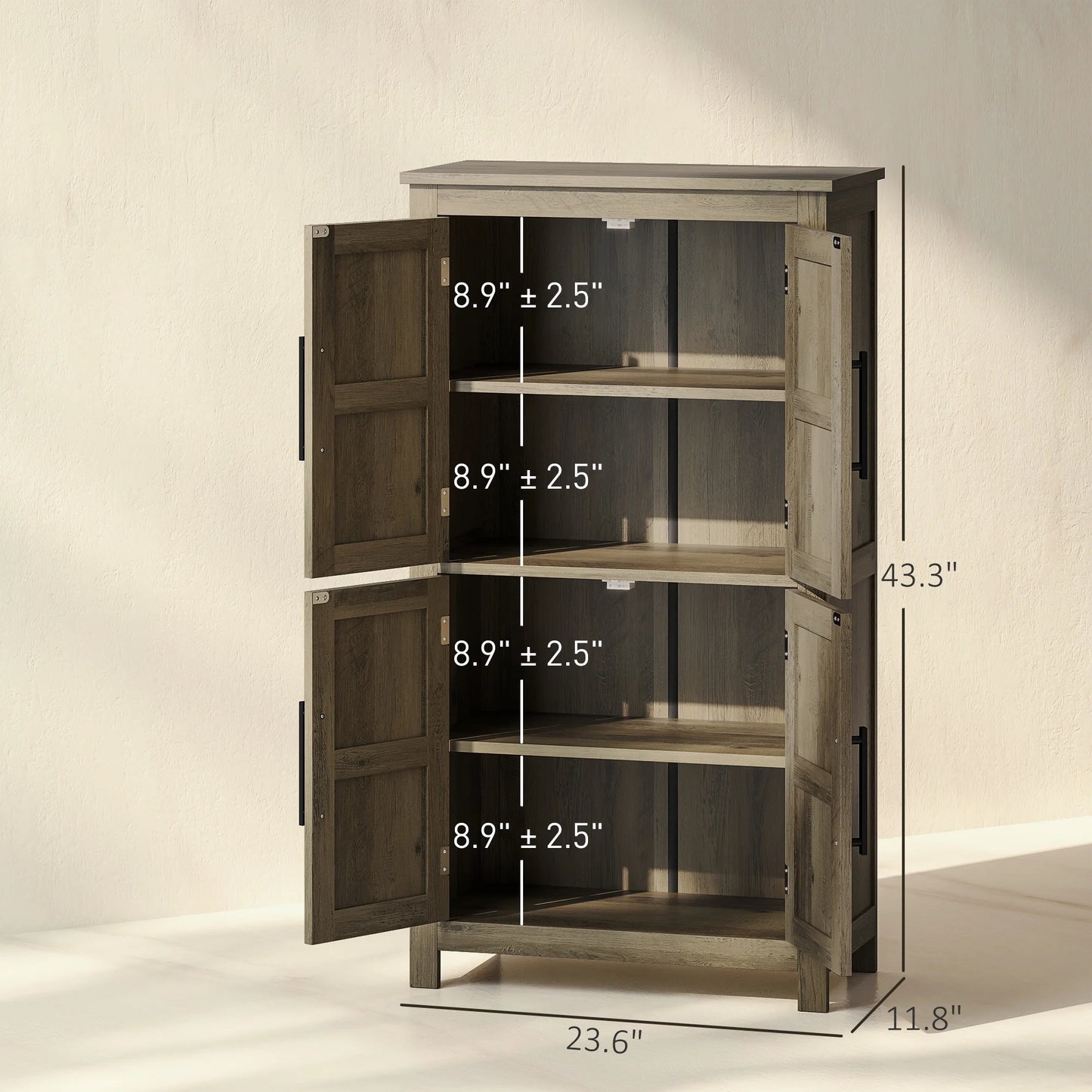 HOMCOM Bathroom Floor Cabinet, Farmhouse Bathroom Cabinet with Doors, Brown