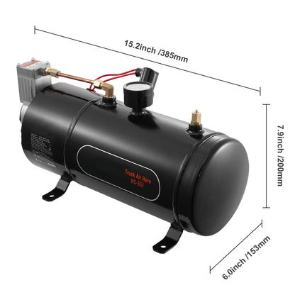 KFFKFF 12V Air Compressor System, 0.8 Gal/3L Tank, 120 psi, Ideal for Train Horns, Tire Inflation, and Air Mattresses, Onboard Compressor with Tank