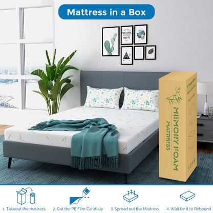 6 inch Twin Size Memory Foam Mattress , Medium Firmness Made in USA, with Green Tea Cooling Gel , Supportive & Pressure Relief Bed Mattress,Bamboo Knit cover