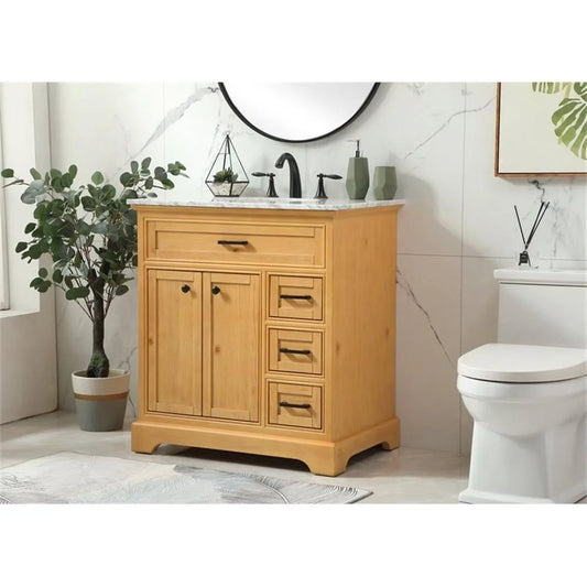 Elegant Kitchen and Bath 32 inch Single bathroom vanity in natural wood
