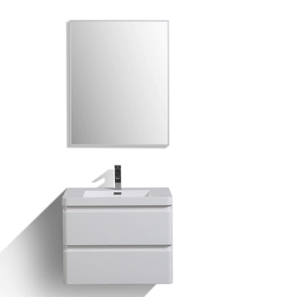 Eviva Smile 30" White Oak Wall Mount Modern Bathroom Vanity w/White Integrated Top