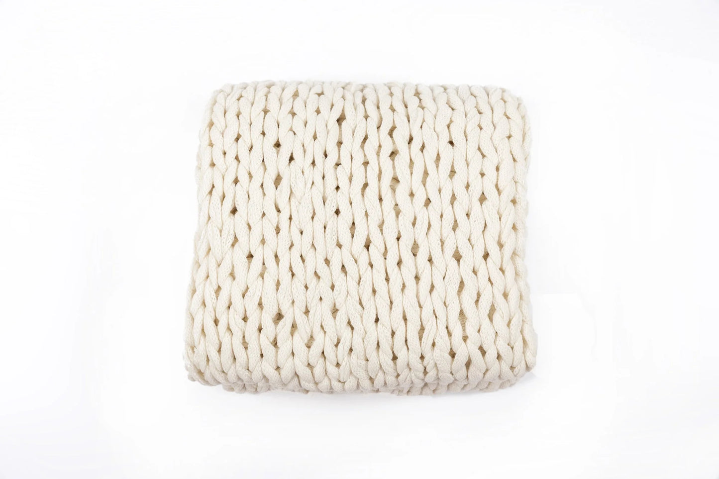 Silver One Super Chunky Knitted Throw Blanket, White, 50" x 60"