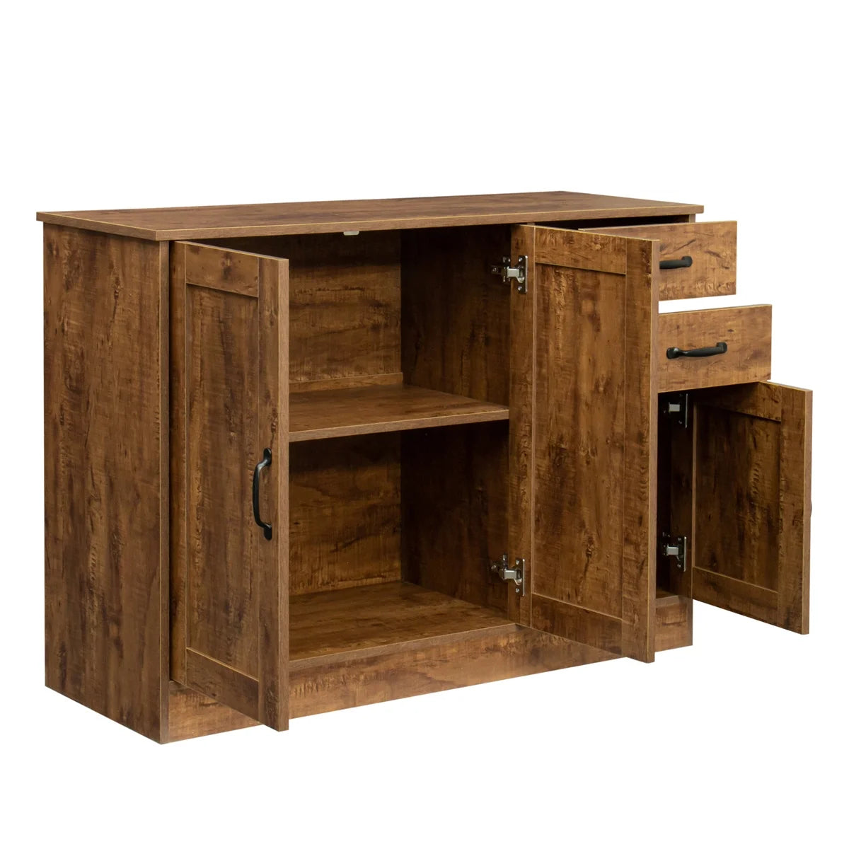 Buffet Sideboard, Kitchen Buffet Storage Cabinet Versatile Wardrobe Console Table with 2 Doors & 2 Drawers, Wood Free-Standing Pantry Cupboard with 1 Storage Cabinet for Dining Room, Oak