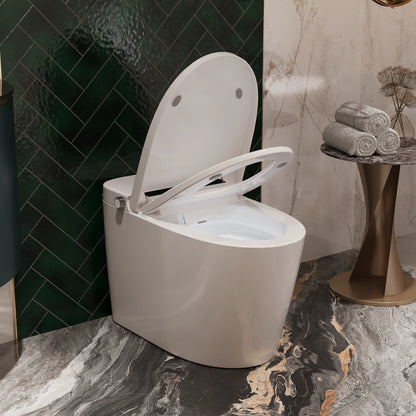 Tankless Elongated Smart Toilet Bidet 1.28 GPF in White with Auto Flush, Heated Seat, Warm Air Dryer, Digital Display