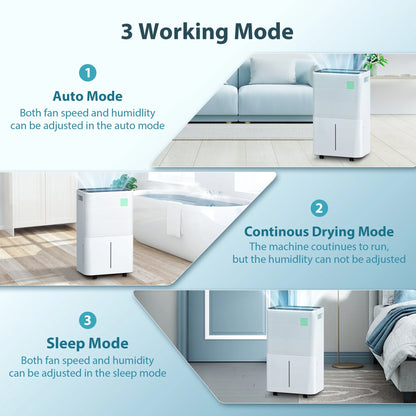 KISSAIR 22-Pint Dehumidifier, 3000 Sq. Ft Coverage Area Home Dehumidifier with Timer Continuous & Dry Mode, 4.8L Water Tank, Dehumidifier for Basement/Bathroom