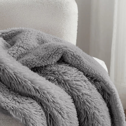 Bedsure Faux Fur Twin Blankets Grey - Fluffy Blankets & Throws Shaggy Faux Fur Blanket, 60x80 Inches