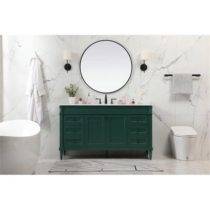 Elegant Kitchen and Bath 60 Inch Double Bathroom Vanity In Green