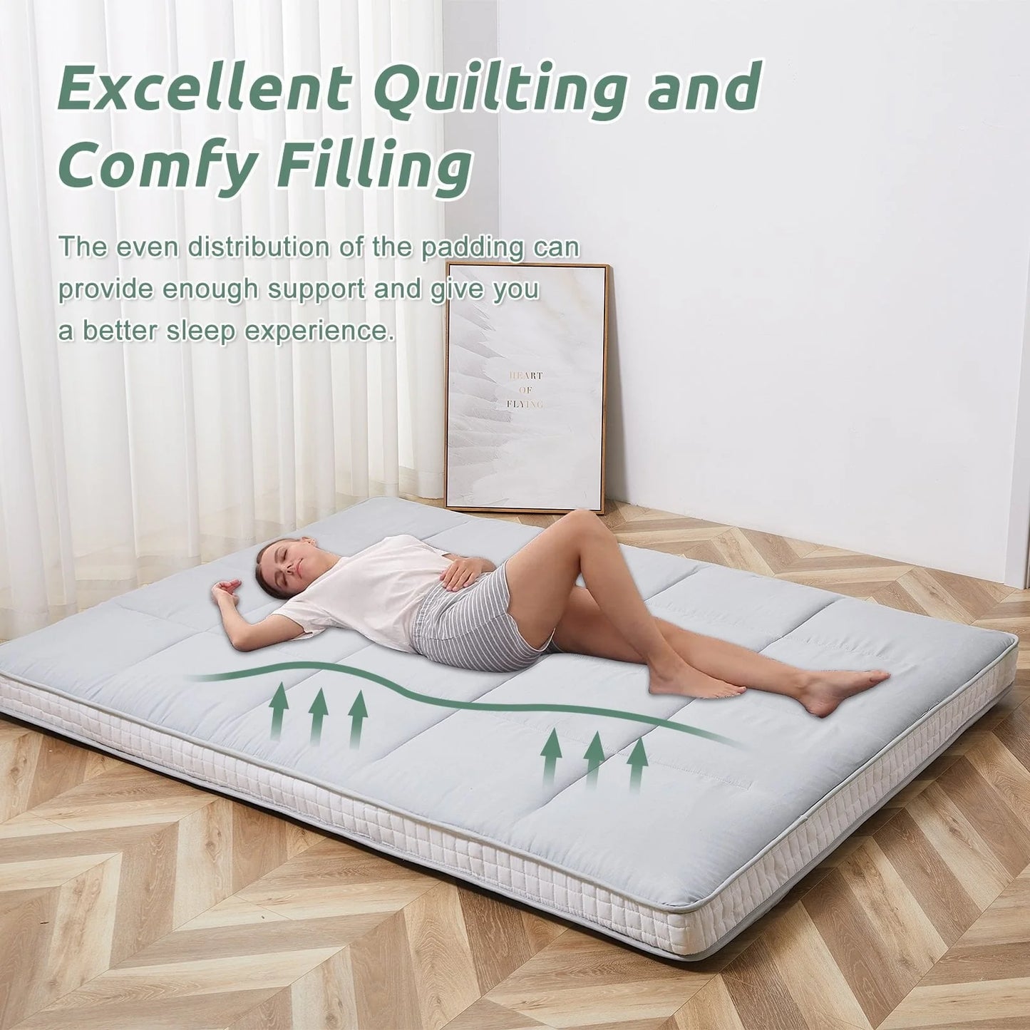 Slsy Japanese Floor Mattress Futon Mattress, Thicken Tatami Mat, Sleeping Pad Roll Up Mattress, Floor Lounger Bed Folding Couch Bed Mattress Pad