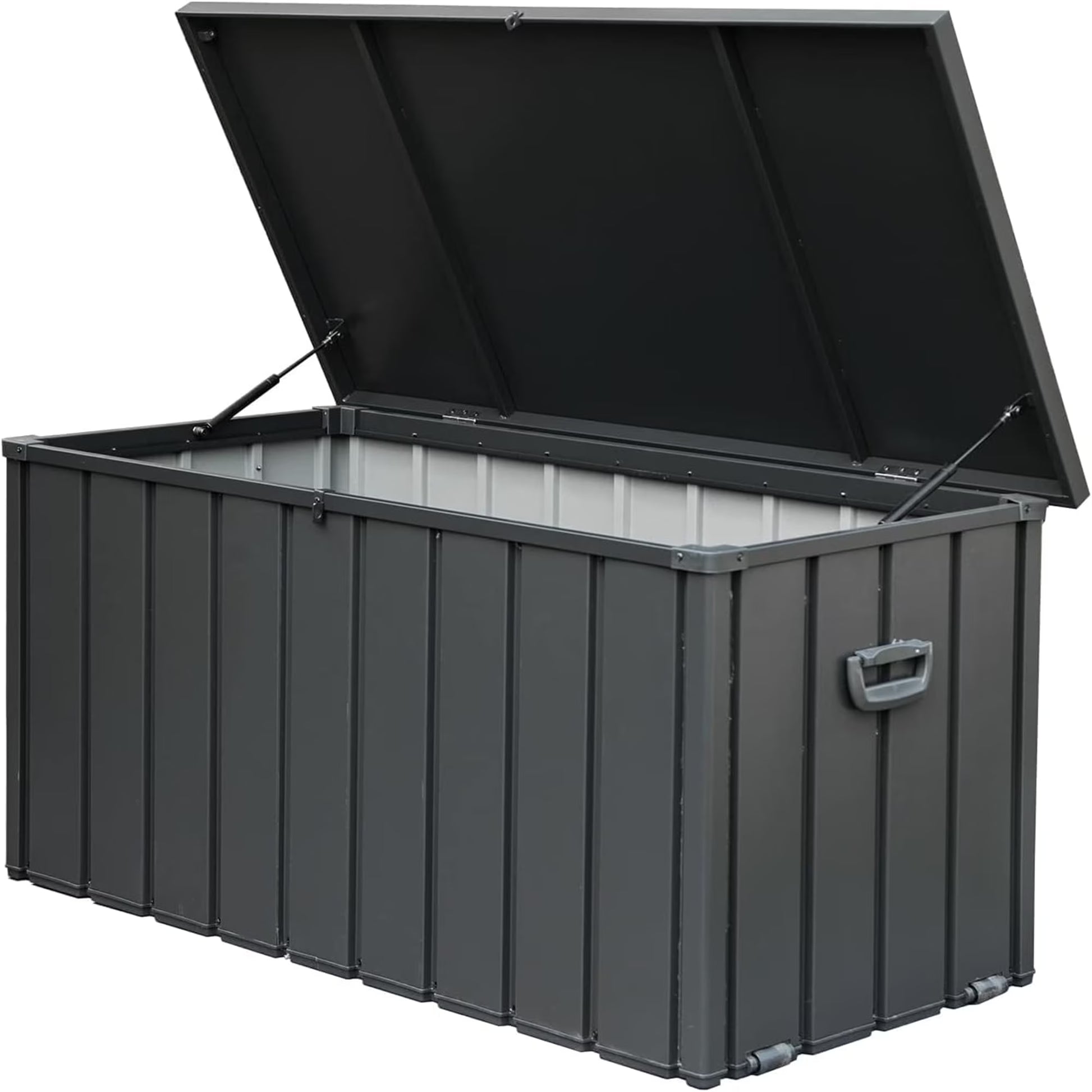100 Gallon Outdoor Storage Deck Box Waterproof, Large Patio Poolside Storage Bin for Outside Cushions, Throw Pillows, Garden Tools (Dark Gray)