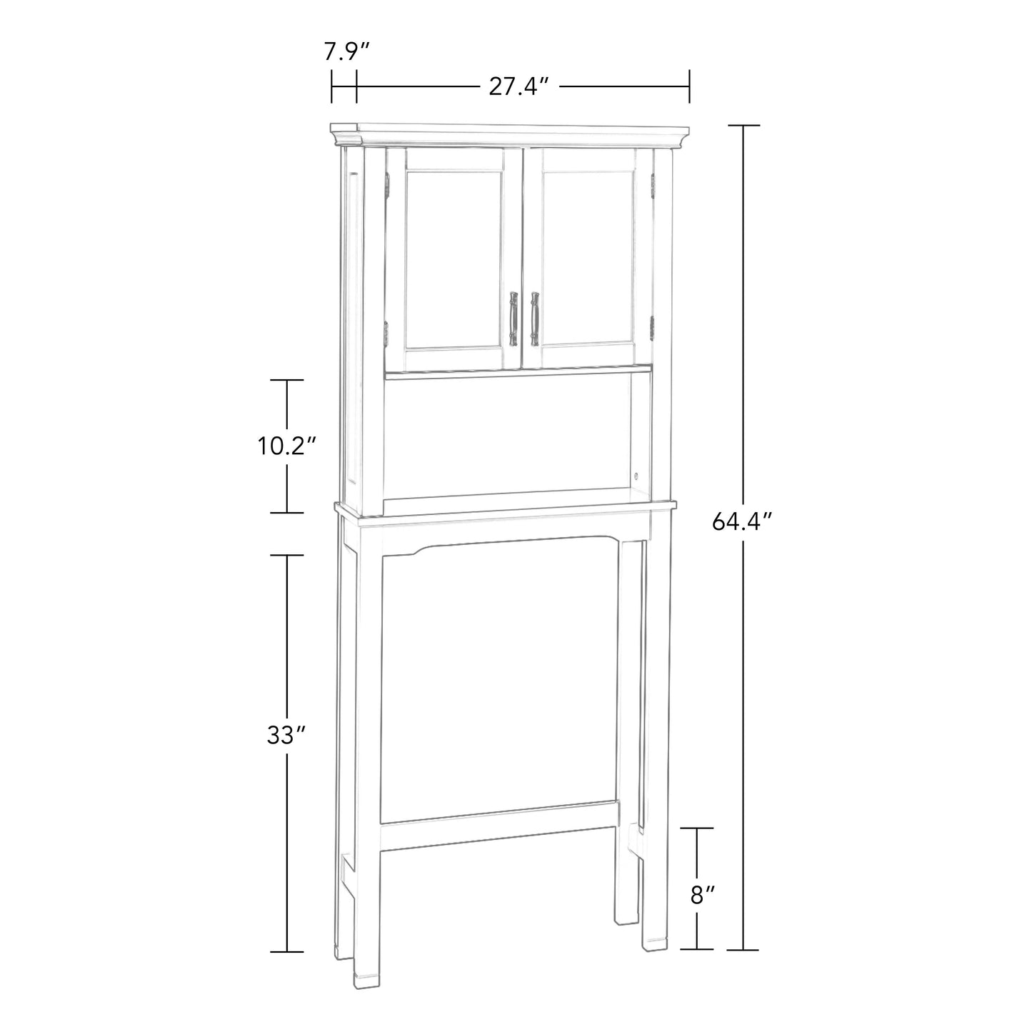 RiverRidge Somerset Over the Toilet Bathroom Spacesaver Medicine Cabinet Shelf - White