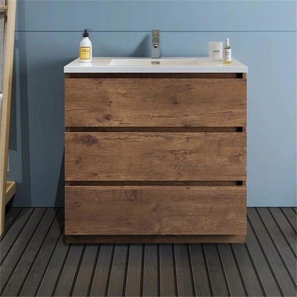 Fresca Lazzaro 36" Rosewood Free Standing Modern Bathroom Cabinet w/Integrated Sink