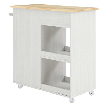 Modway Culinary Kitchen Cart With Towel Bar in White Natural