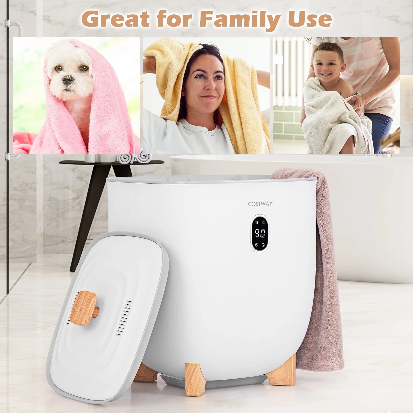 Costway 20L Upgraded Towel Warmer for Bathroom with PTC Heater & 2 Fragrant Disc Holders