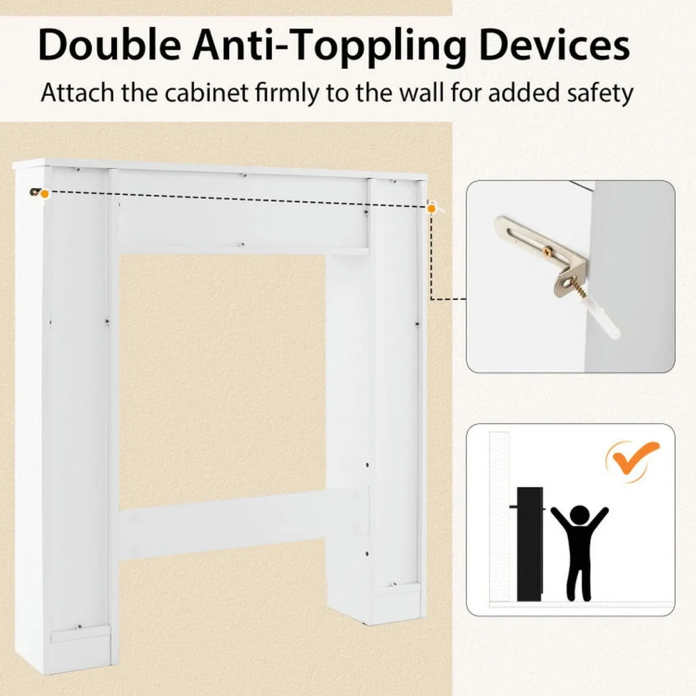 Topcobe Over The Toilet Storage Cabinet with 2 Open Compartments and 4 Adjustable Shelves, Bathroom Furniture, Bathroom Shelves, White