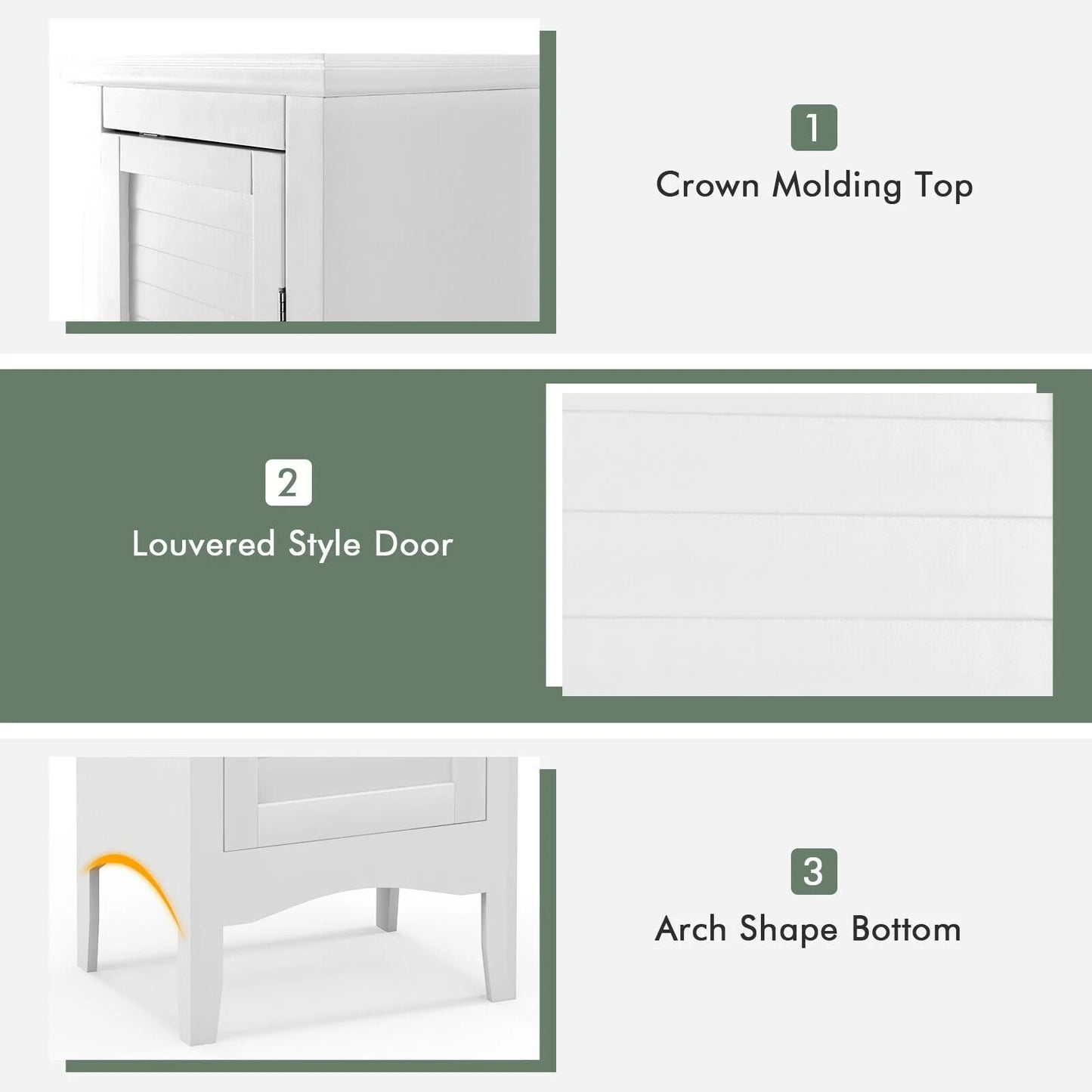 Vicamelia Bathroom Floor Cabinet Narrow Linen Tower w/2 Doors & Adjustable Shelf, Tall Kitchen Pantry Cabinet, White