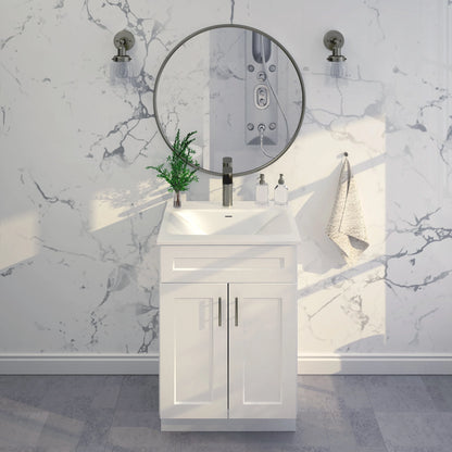 White Shaker Sink Base Bathroom Vanity Ready-to-Assemble Cabinet 24" Width