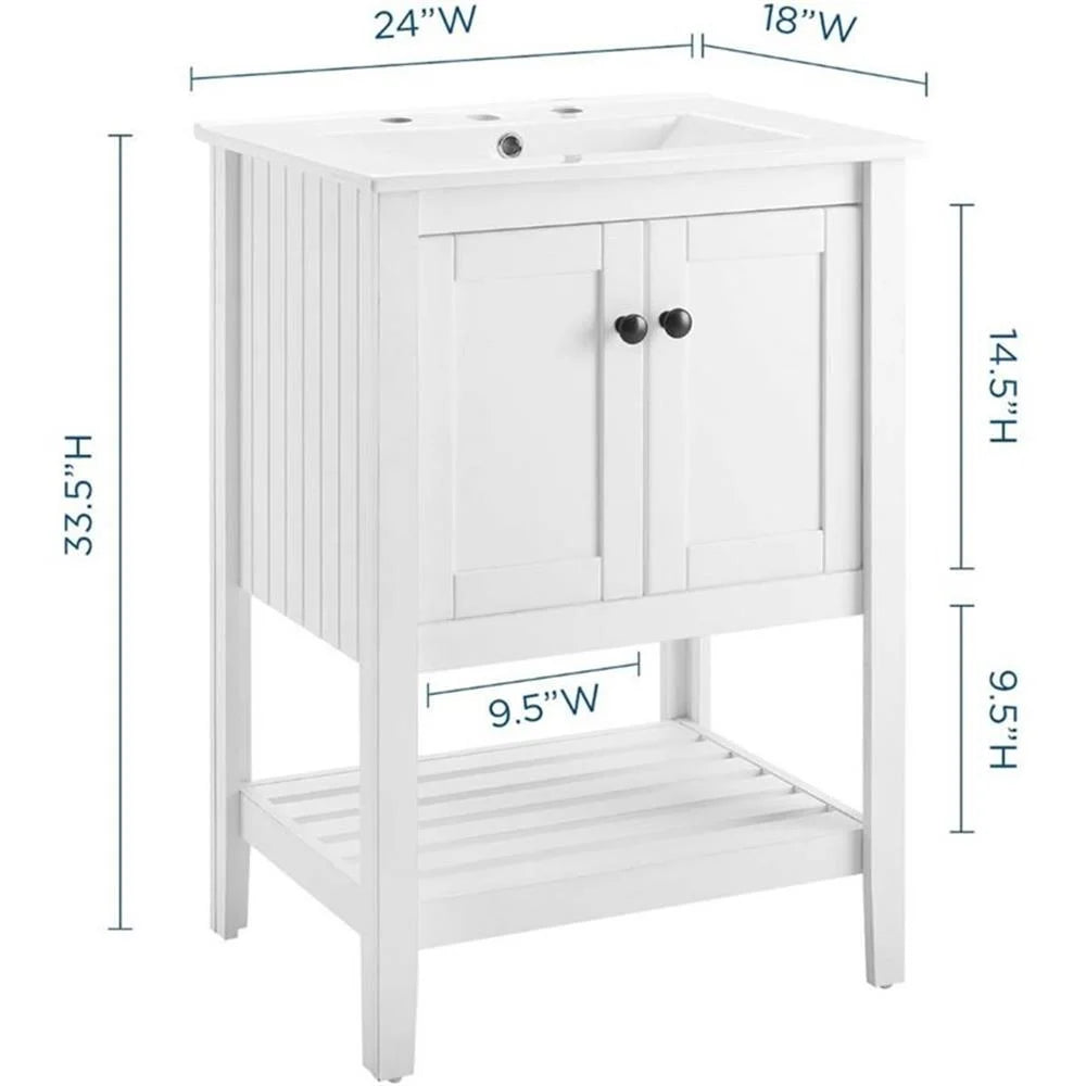 Modway Prestige 24" Modern Wooden Bathroom Vanity in White Finish