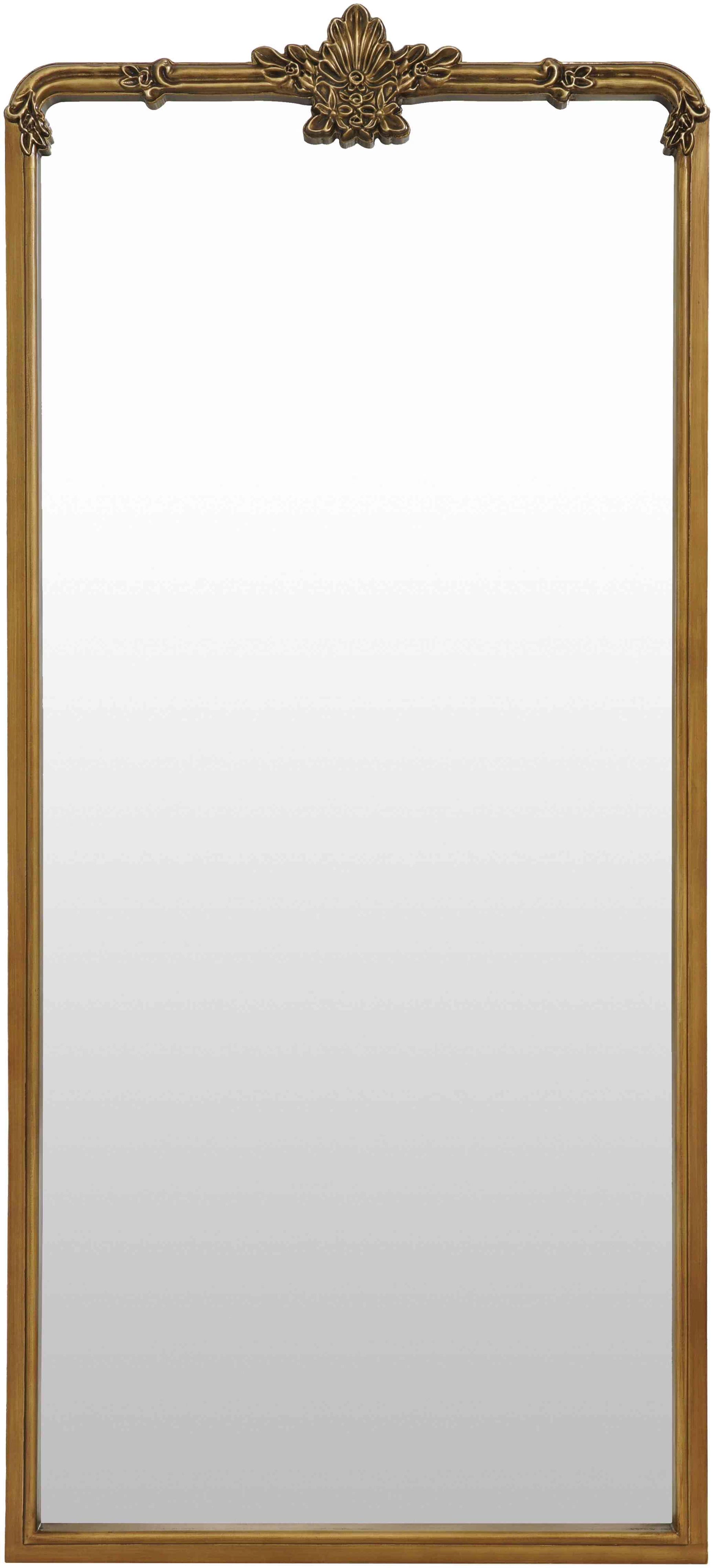 Mark& Day Full Length Mirror, Shreena Traditional Gold Arched Crowned Top Standing Leaning Vanity Wall Mirrors for Bedroom Living Room or Bathroom, Antiqued Wood Frame Large Floor Mirror (66"H x 30"W)