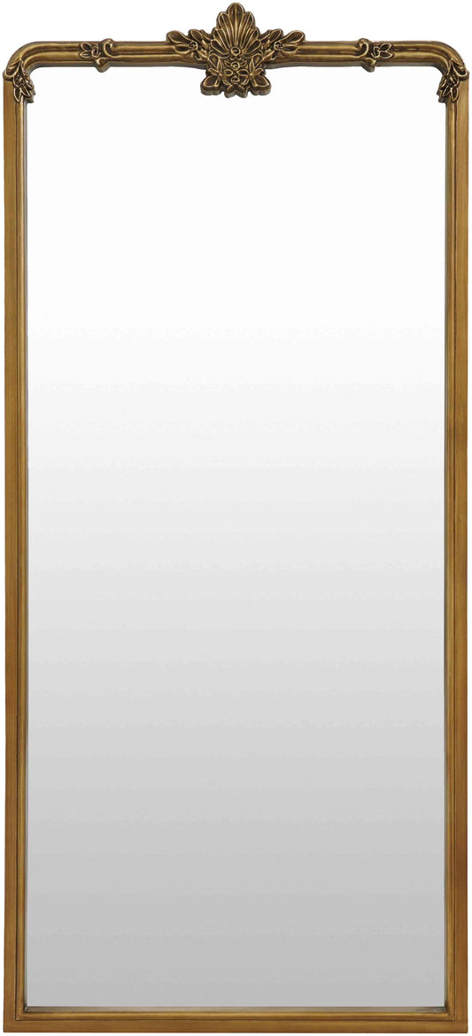 Mark& Day Full Length Mirror, Shreena Traditional Gold Arched Crowned Top Standing Leaning Vanity Wall Mirrors for Bedroom Living Room or Bathroom, Antiqued Wood Frame Large Floor Mirror (66"H x 30"W)