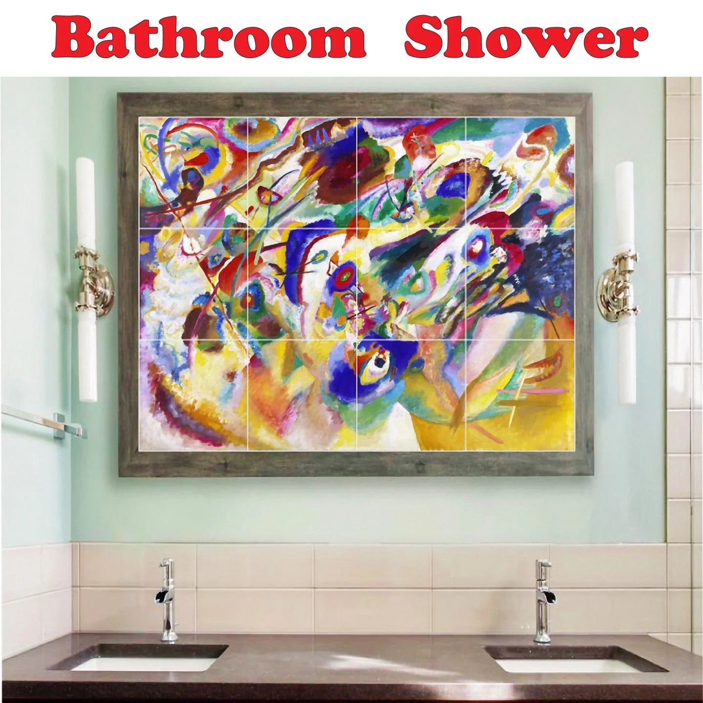 Ceramic Tile Mural-Hermanus Koekkoek Ships Bathroom Tile Mural 1. 17" w x 12.75" h using (12) 4.25 x 4.25 ceramic tiles