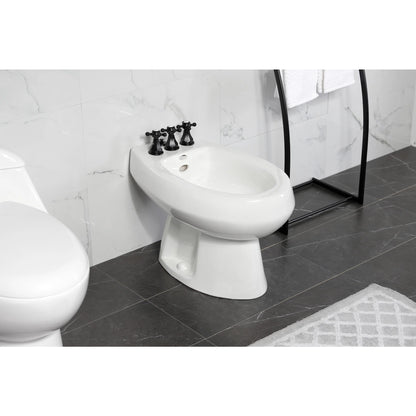 Kingston Brass KB320BX Metropolitan Three-Handle Bidet Faucet with Brass Pop-Up, Matte Black