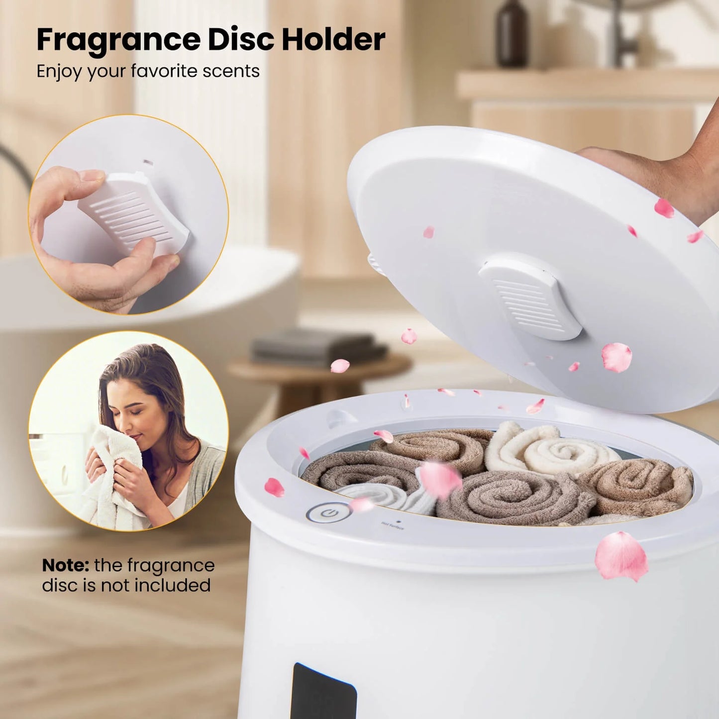 Costway 20L Bathroom Towel Warmer Bucket with Fragrance Holder & LED Display White