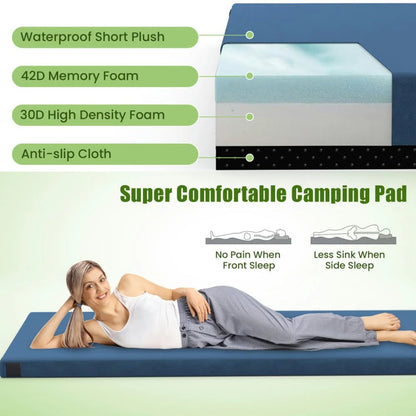 Spaco Foldable Camping Mattress with High Density Foam Cushion and Anti-slip Bottom, Air Mattresses & Sleeping Bags for Outdoor as Garden, Yard, Navy