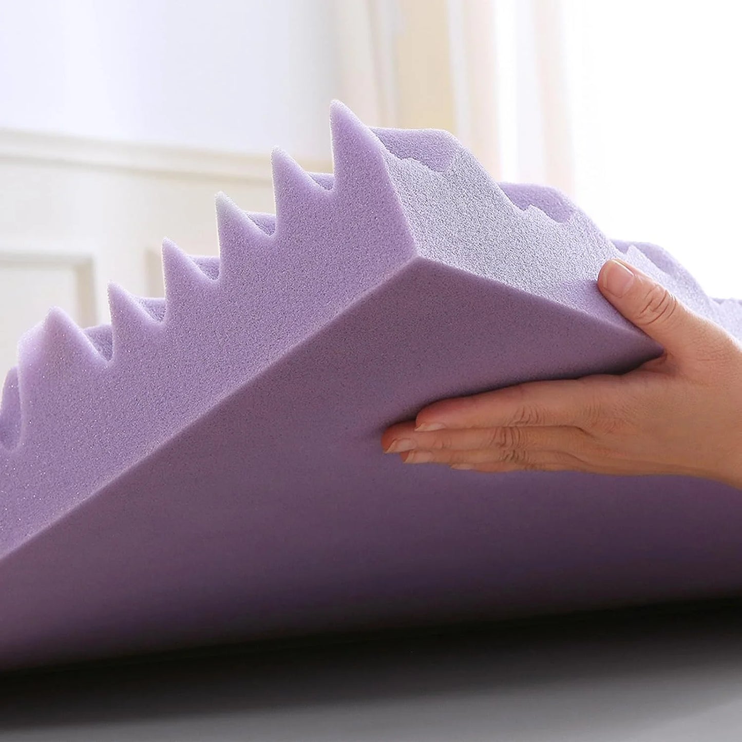 3 Inch Full Size Mattress Topper, 7-Zone Cooling Gel Infused Mattress Topper, Egg Crate Foam Bed Pad, CertiPUR-US and Oeko-TEX Certification (54"75", Lavender)