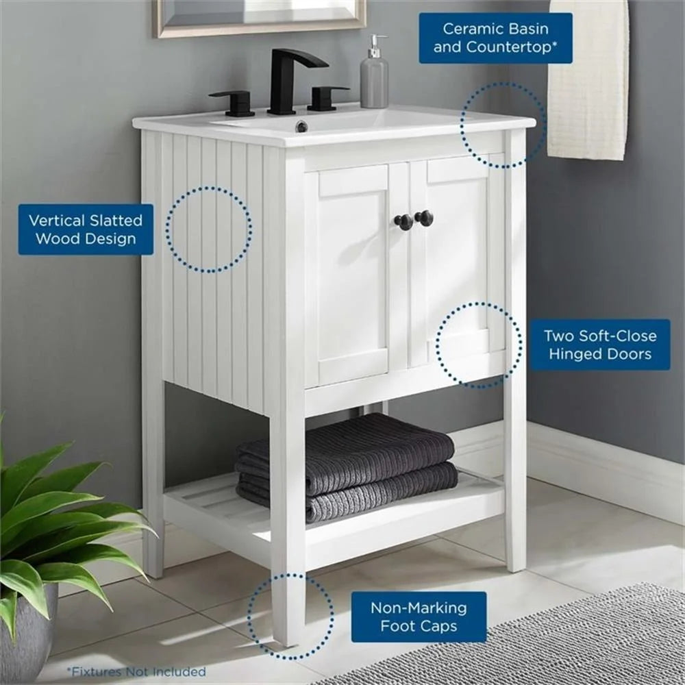 Modway Prestige 24" Modern Wooden Bathroom Vanity in White Finish