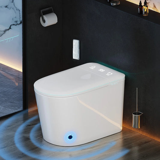 Smart Toilet with Bidet Built in, Bidet Toilet with Heated Seat and Night Light, Modern Tankless Toilet with UV for Bathroom, One Piece Toilets with Soft Close, Dryer, Foot Sensor, Auto Lid& Seat