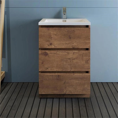 Fresca Lazzaro 24" Rosewood Free Standing Modern Bathroom Cabinet w/Integrated Sink