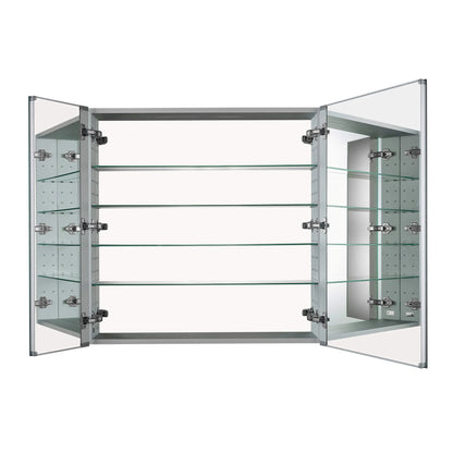 Fine Fixtures Bathroom Medicine Cabinet, Aluminum, Recessed/Surface Mount, Right/Left Hinged, Mirrored Interior Grey 15 X 24 Mirrored Finish