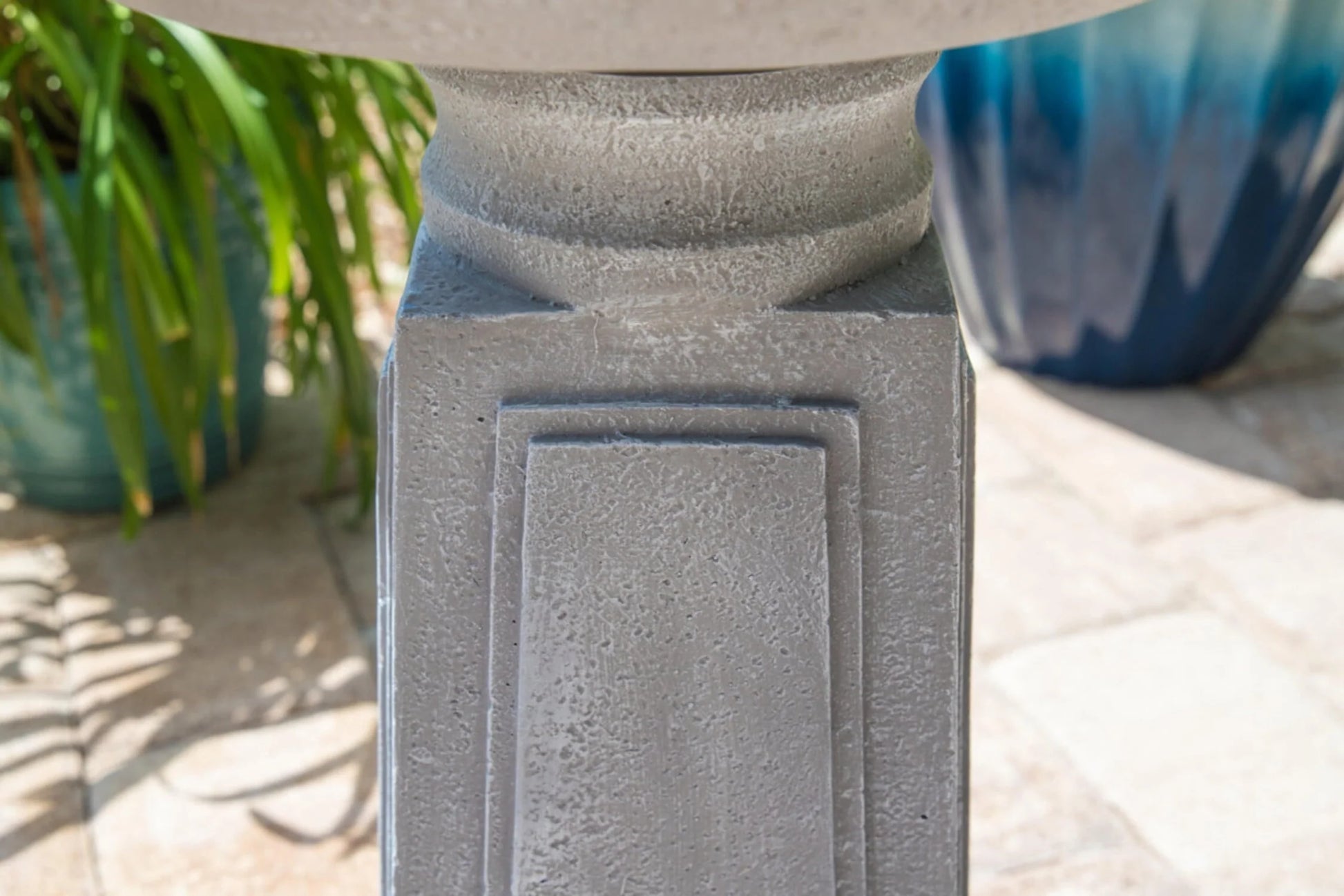 Pedestal Outdoor Bird Bath with Gray Finish