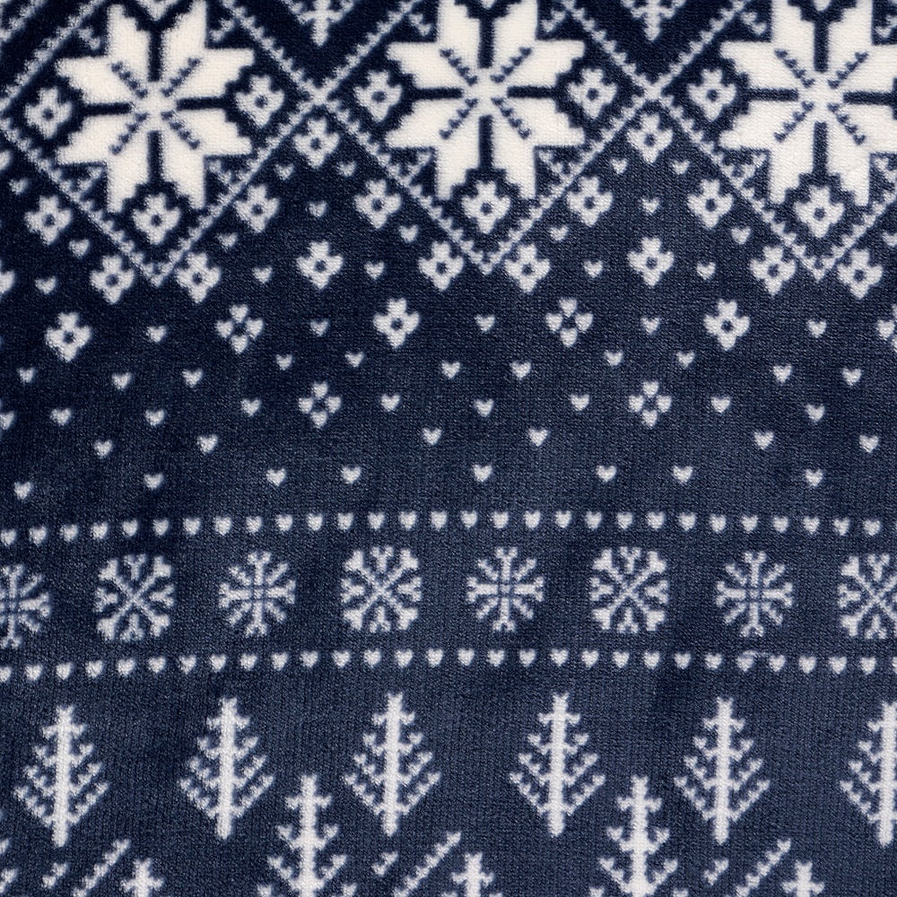 Better Homes & Gardens Velvet Plush Sherpa Throw Blanket, Blue Fair Isle, Oversized