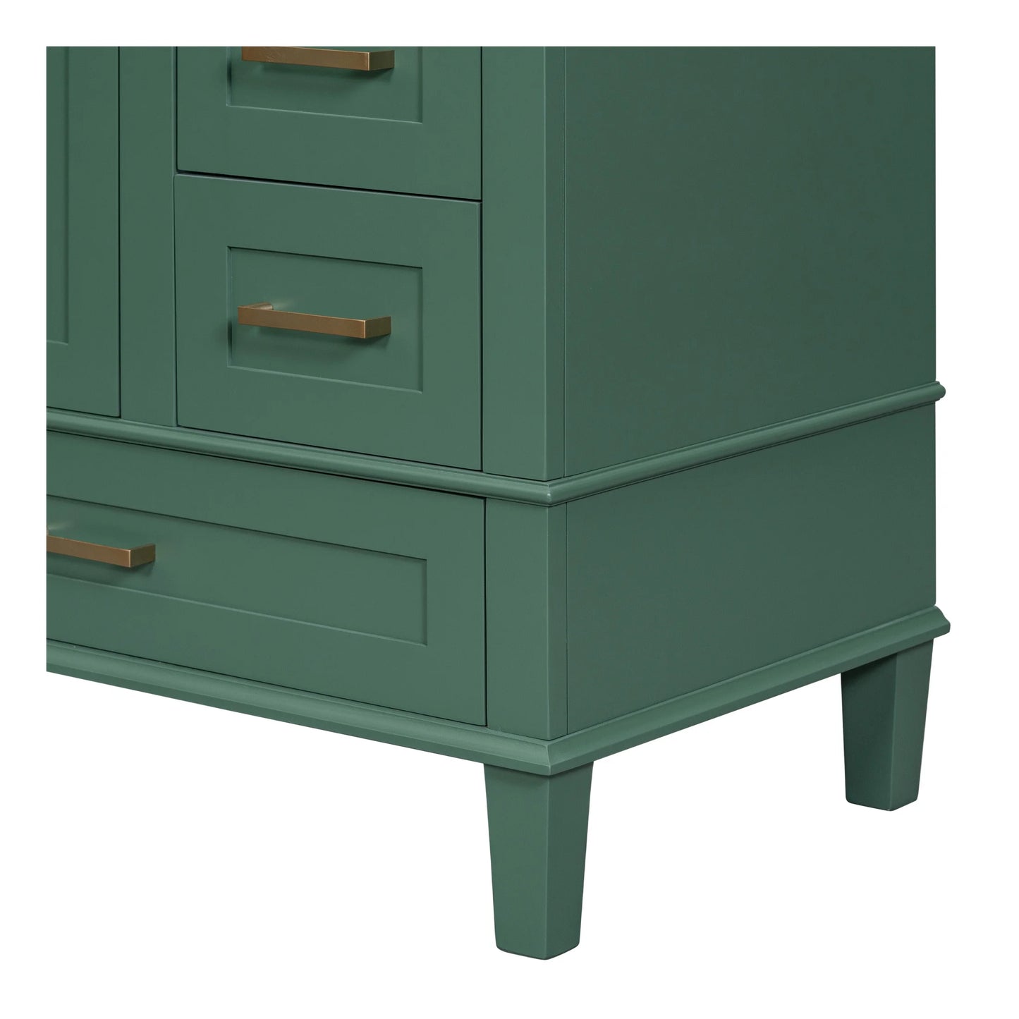 Nyveth Modern Bathroom Vanity with Ceramic Sink, Shelves, Drawers, Wood, Green