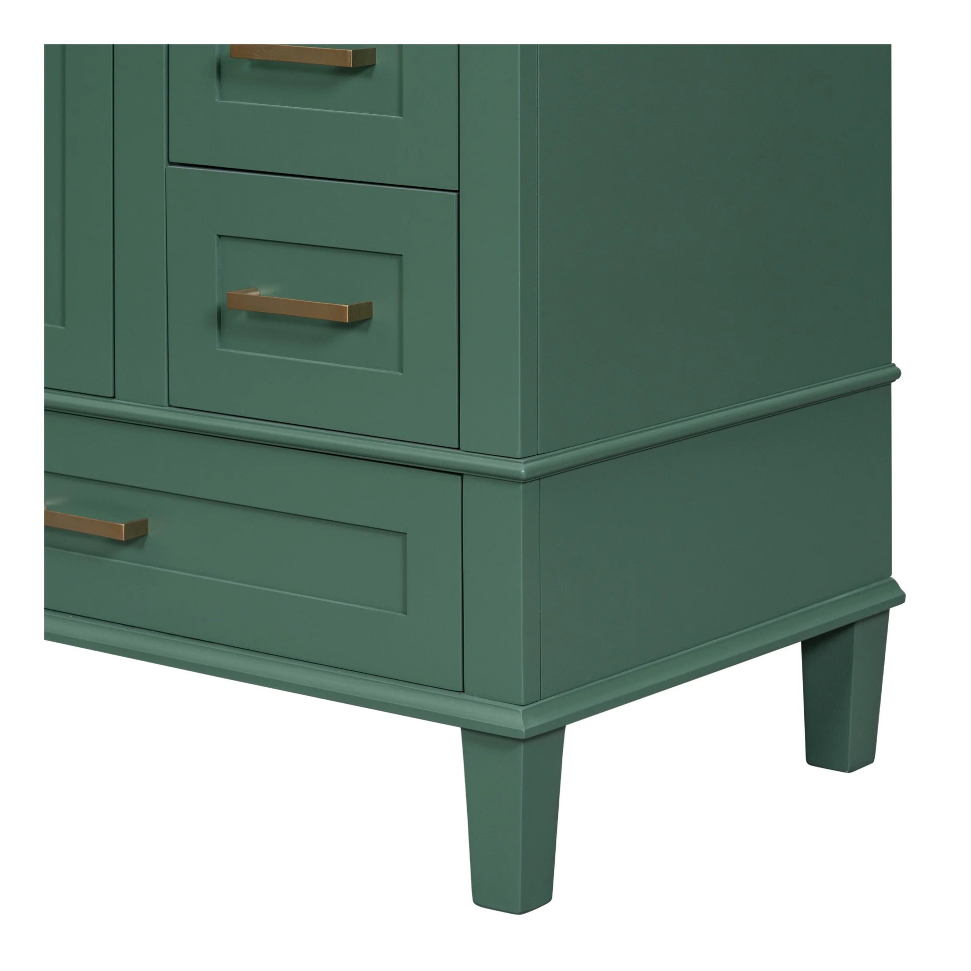Nyveth Modern Bathroom Vanity with Ceramic Sink, Shelves, Drawers, Wood, Green