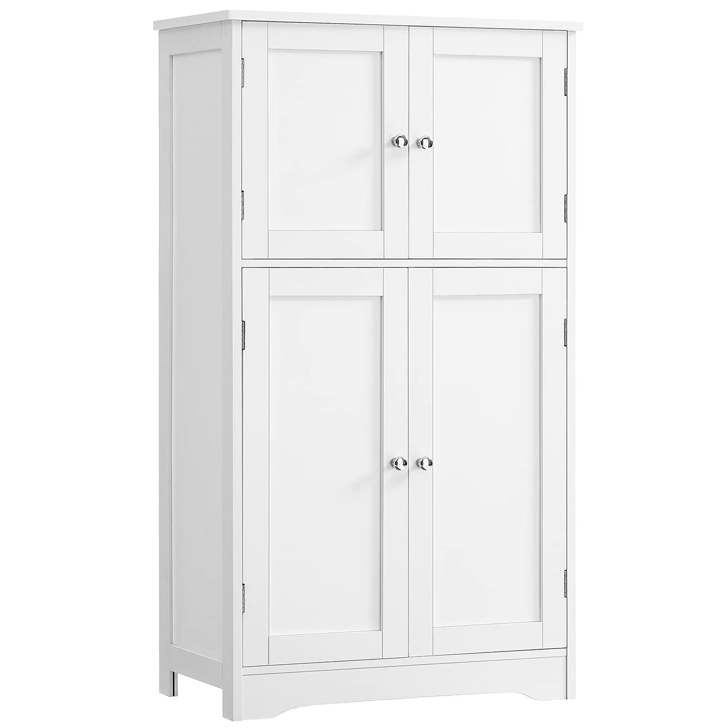 Bathroom Floor Storage Cabinet, Freestanding Bathroom Storage Unit with 2 Adjustable Shelves & 4 Doors, 11.8 x 23.6 x 42.7 Inches, White