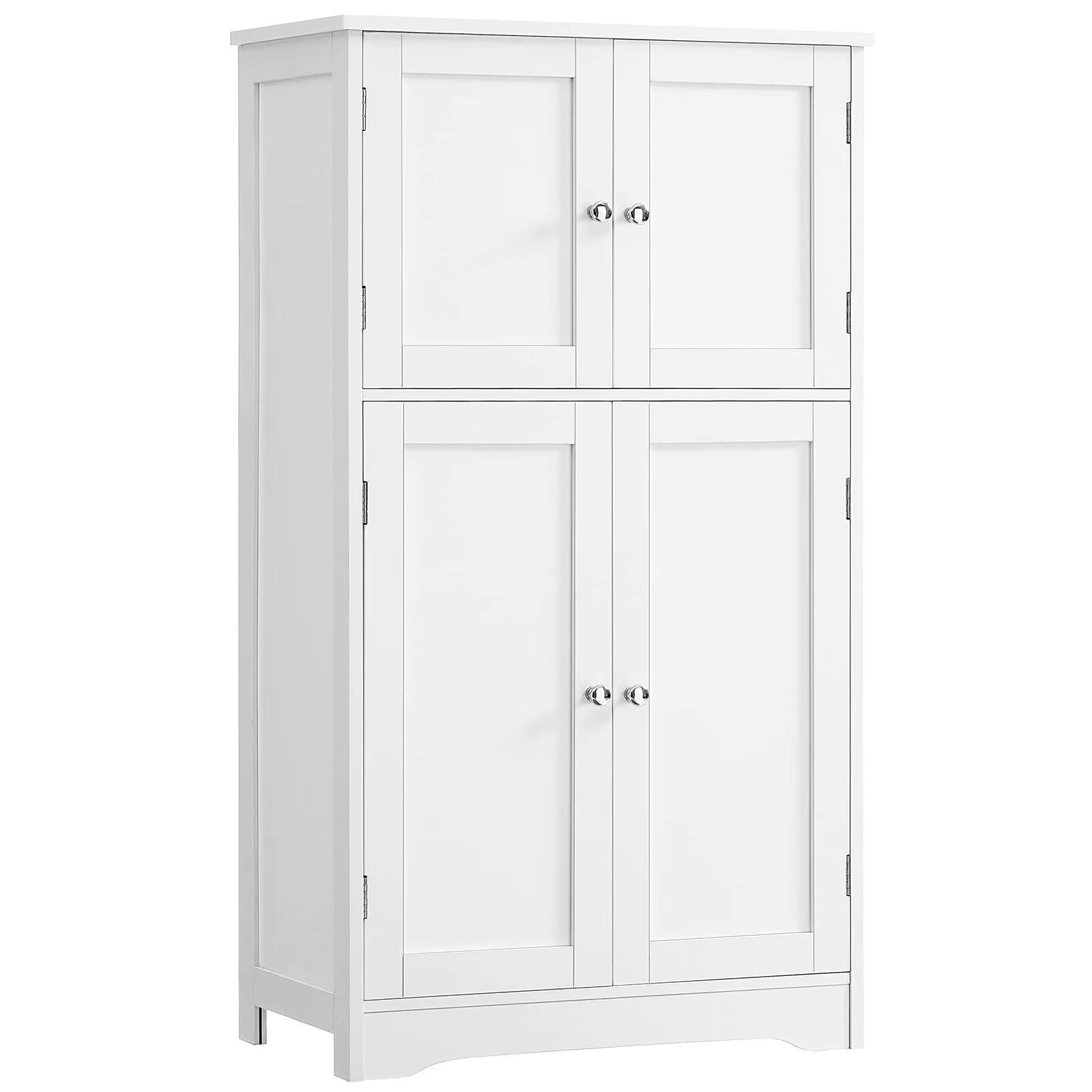 Bathroom Floor Storage Cabinet, Freestanding Bathroom Storage Unit with 2 Adjustable Shelves & 4 Doors, 11.8 x 23.6 x 42.7 Inches, White