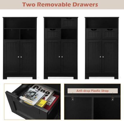 Giantex Multifunctional Floor Cabinet, Freestanding Bathroom Cabinet with Removable Drawers and Adjustable Shelf for Bathroom, Living Room, Bedroom or Entryway, 24 x 12 x 43 inches (Black)