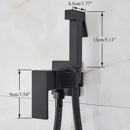 Bidet Faucet Brass Shower Tap, Washer Mixer Cold Hot Water Mixer Crane Square Shower Sprayer Head Tap Toilet Faucets ,360 Rotation