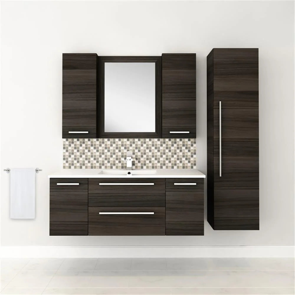 Cutler Kitchen and Bath Silhouette Modern Wood/Metal Linen Tower in Light Oak
