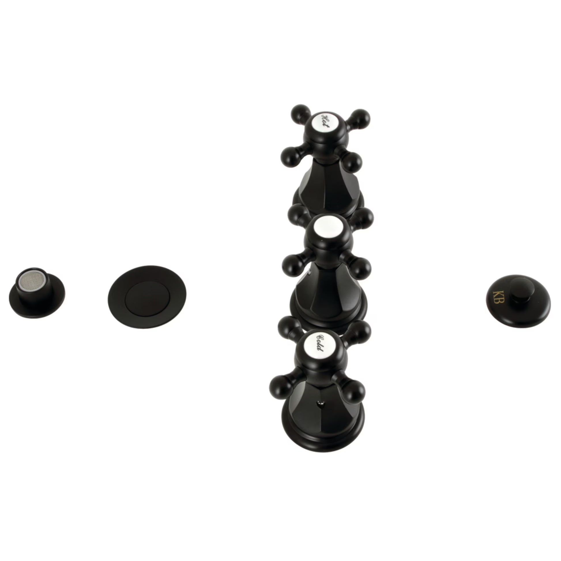 Kingston Brass KB320BX Metropolitan Three-Handle Bidet Faucet with Brass Pop-Up, Matte Black