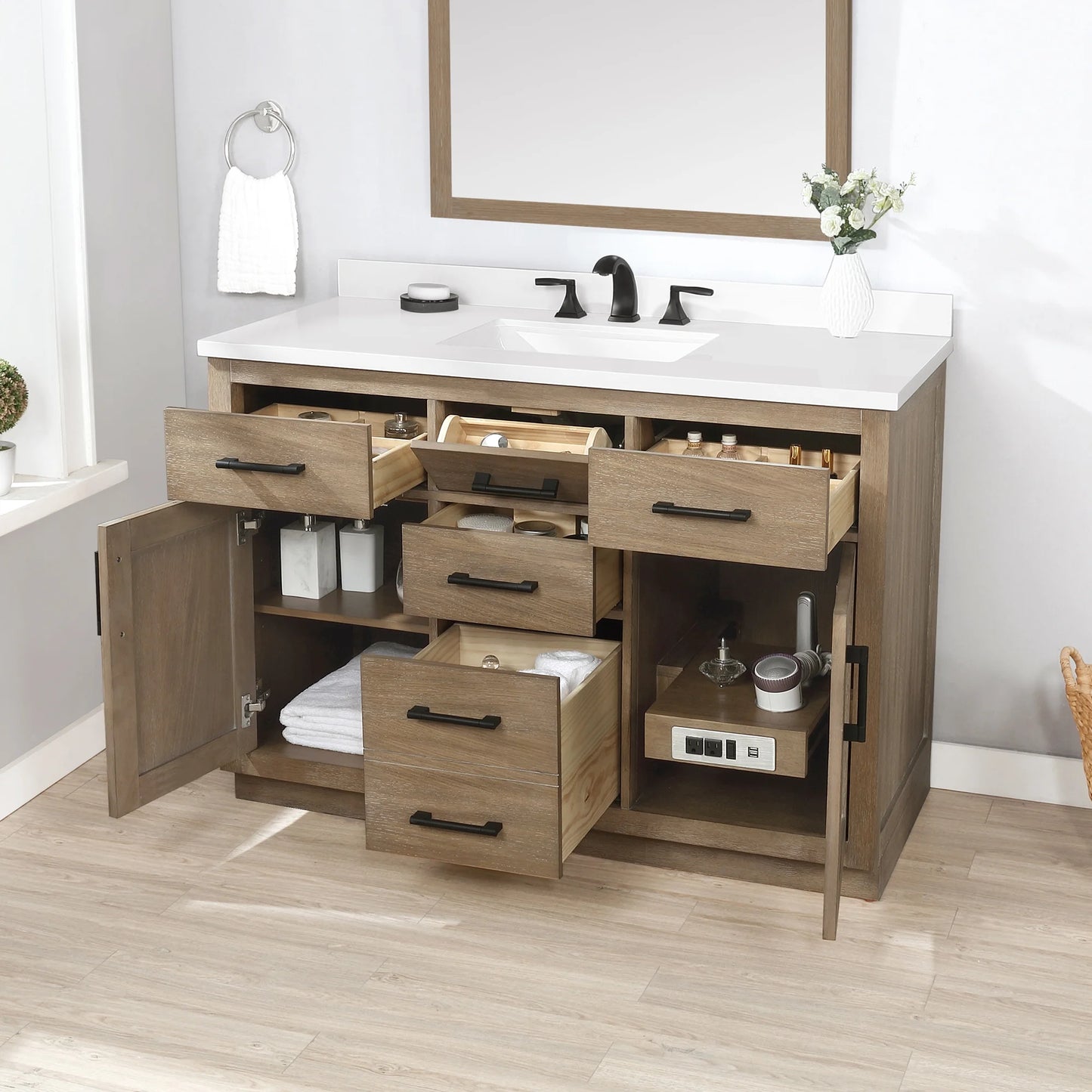Ove Decors Bailey 48 W x 22" D Freestanding Bathroom Vanity with Sink, Driftwood Oak