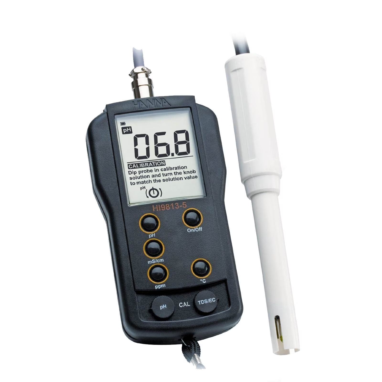 Hanna Instruments Grochek pH/EC/TDS/C Portable Meter Tester w/Probe | HI9813-5N