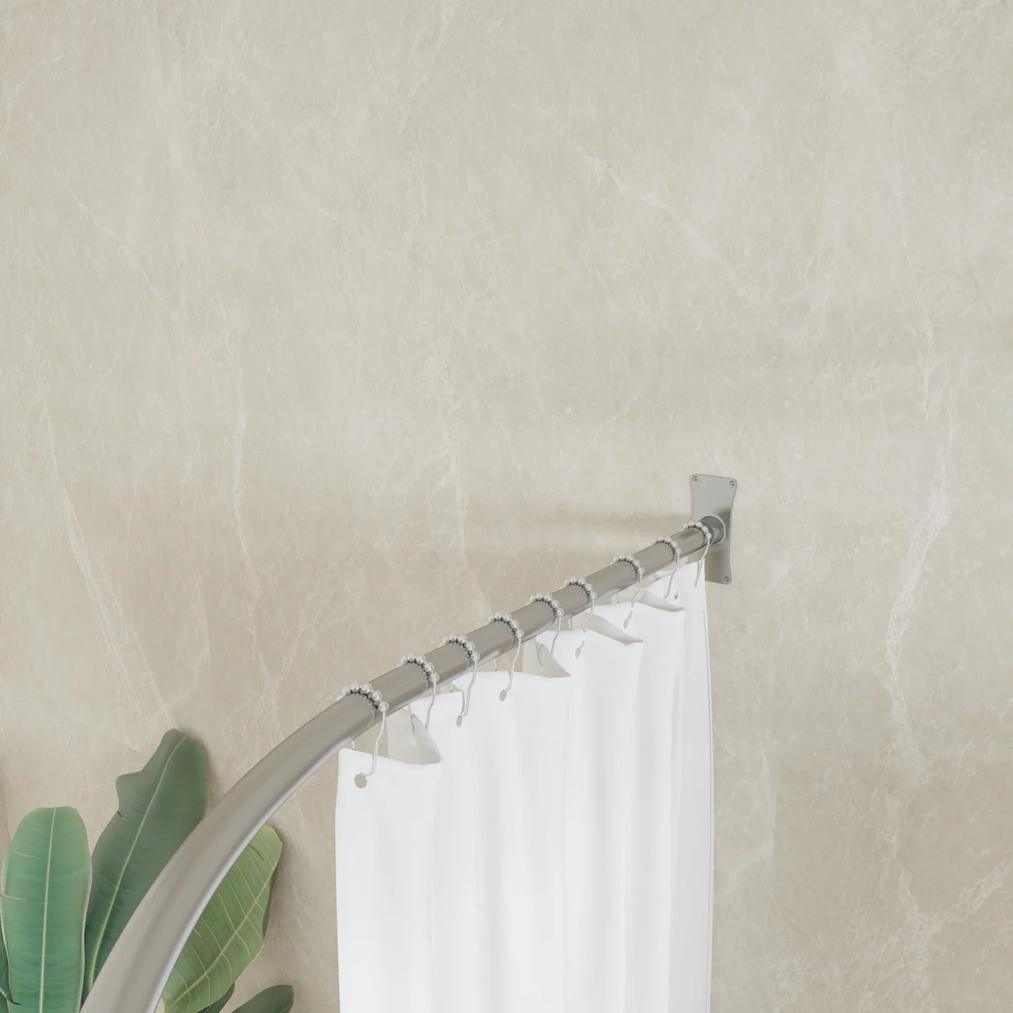 Naiture Half-Oval Stainless Steel Shower Curtain Rod with Swivel Ceiling Support in 36" L X 36" W, Brushed Nickel Finish