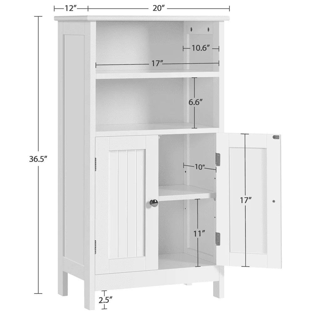 SMILE MART 5-Tier Wooden Bathroom Floor Cabinet, White